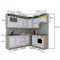 Bucatarie de Colt LEEA ART CORNER FRONT MDF CANYON 180-220 B DR. K002 / decor 243